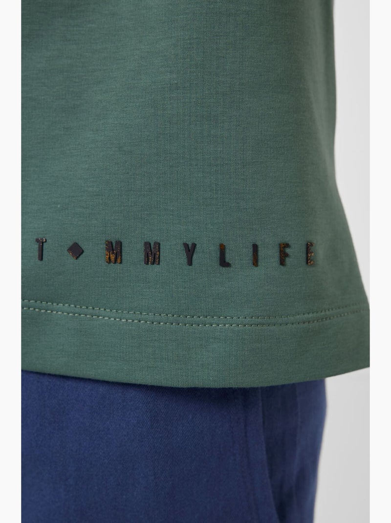 Enfant t-shirt oversize à col rond tommy Vert foncé - Kiabi