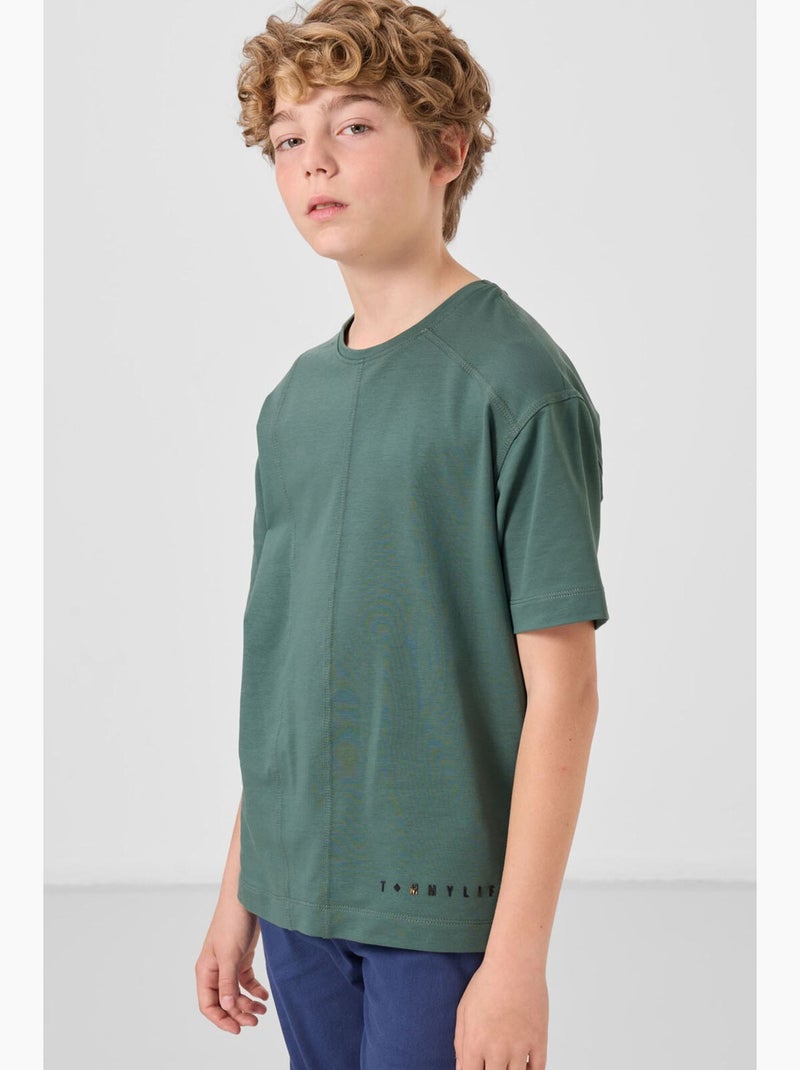 Enfant t-shirt oversize à col rond tommy Vert foncé - Kiabi