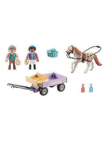 Enfants avec calèche et poney