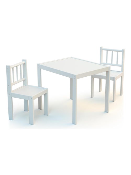 Ensemble 1 table + 2 chaises enfant en bois - Kiabi