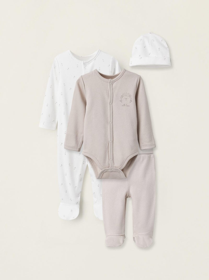 Ensemble 100% coton, imprimé hérisson CUTE FOREST Gris clair - Kiabi