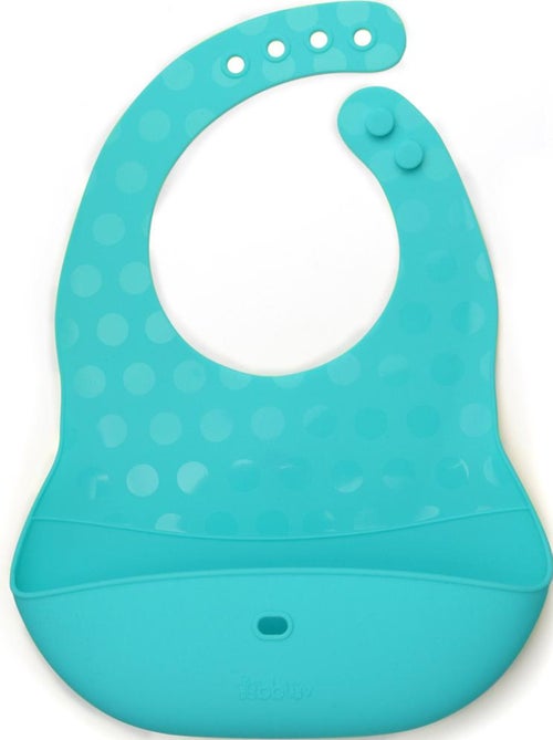 Ensemble 2 bavoirs et cuillère en silicone Pöket aqua et grey - Kiabi