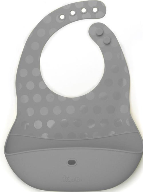 Ensemble 2 bavoirs et cuillère en silicone Pöket aqua et grey - Kiabi