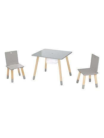 Ensemble 2 chaises et table enfant avec filet de rangement en bois - Design scandinave 'Roba'