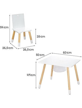 Ensemble 2 chaises et table enfant en bois avec filet de rangement - ROBA
