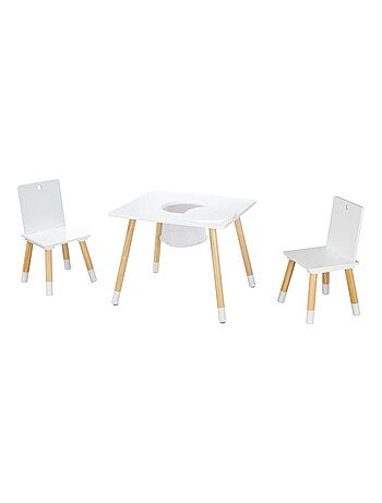 Ensemble 2 chaises et table enfant en bois avec filet de rangement - ROBA