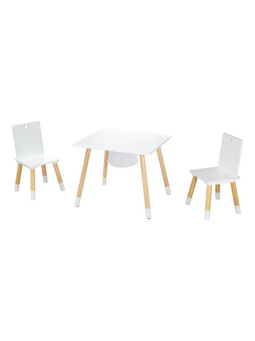 Ensemble 2 chaises et table enfant en bois avec filet de rangement - ROBA - Kiabi