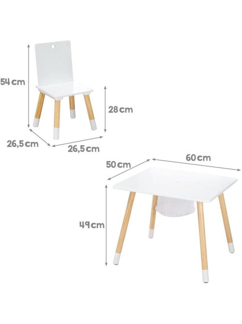 Ensemble 2 chaises et table enfant en bois avec filet de rangement - ROBA - Kiabi