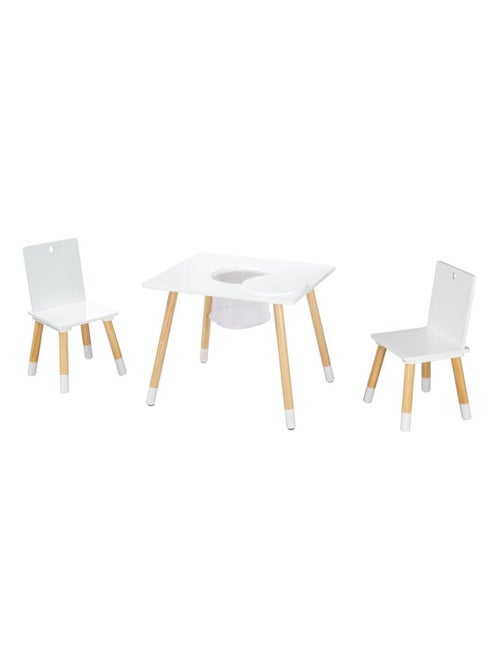 Ensemble 2 chaises et table enfant en bois avec filet de rangement - ROBA - Kiabi