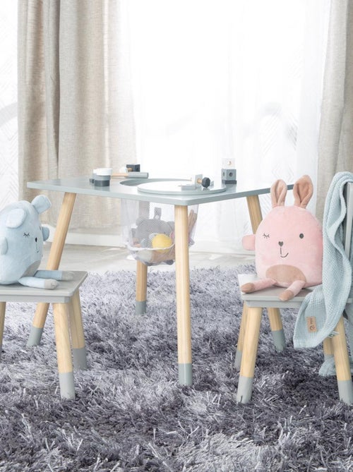 Ensemble 2 chaises et table enfant en bois avec filet de rangement - ROBA - Kiabi