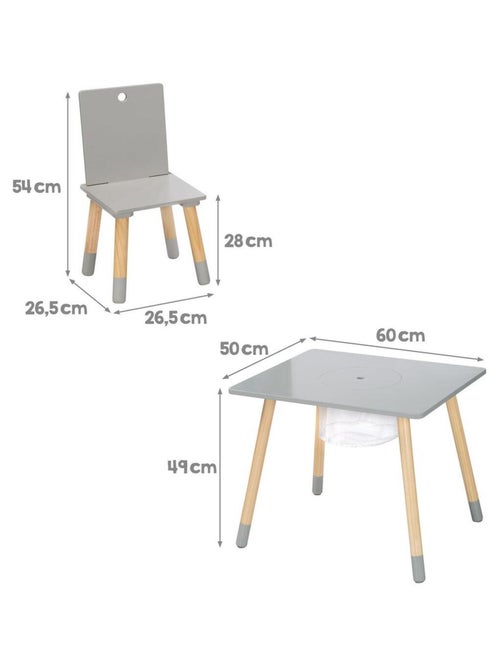 Ensemble 2 chaises et table enfant en bois avec filet de rangement - ROBA - Kiabi