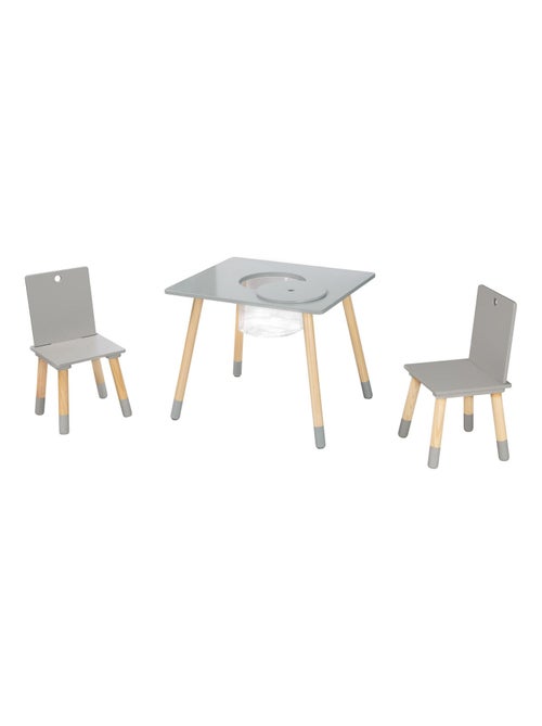 Ensemble 2 chaises et table enfant en bois avec filet de rangement - ROBA - Kiabi