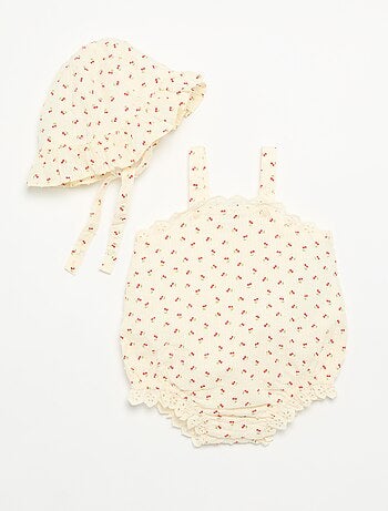 Ensemble 2 pièces - barboteuse + chapeau