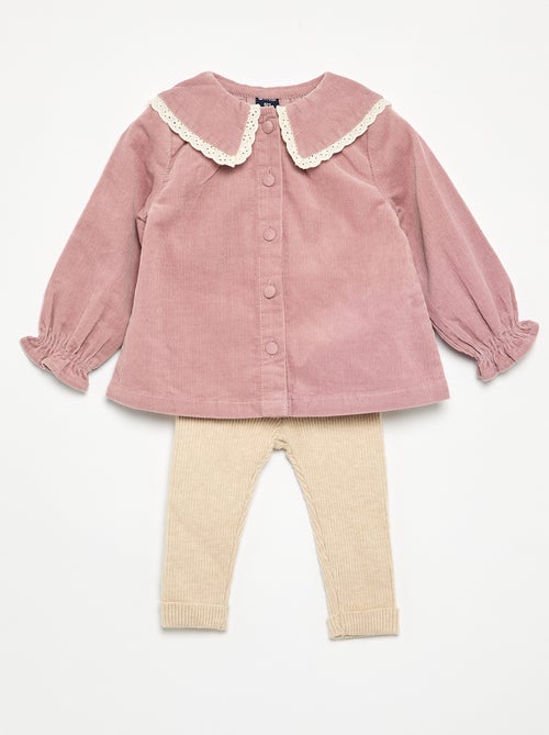 Ensemble 2 pièces - blouse en velours + legging - Kiabi