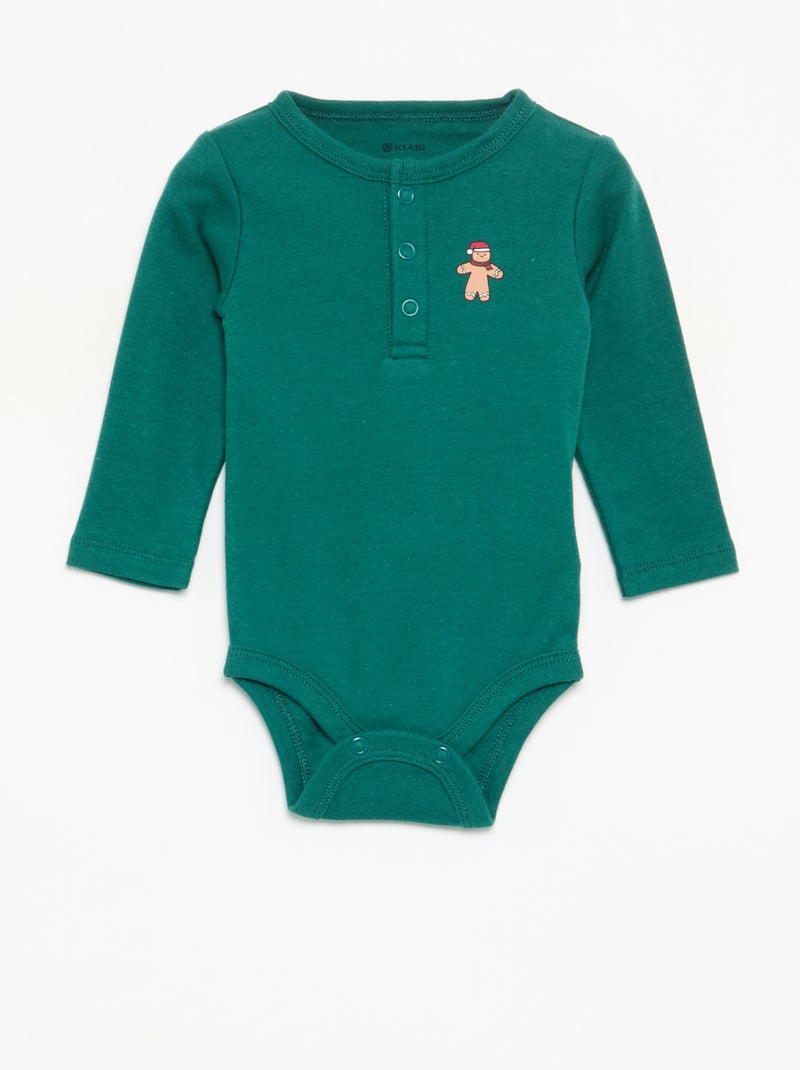 Ensemble 2 pièces - Body à manches longues + legging Vert - Kiabi