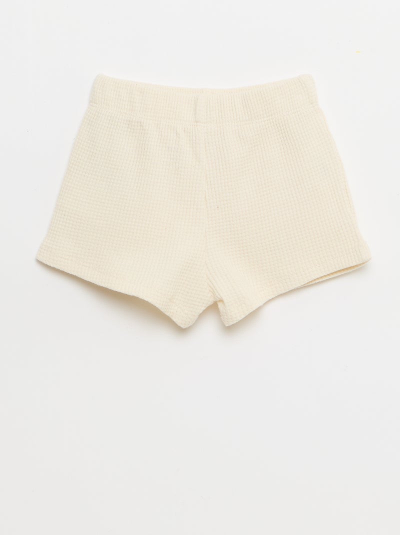 Ensemble 2 pièces - polo + short en maille gaufrée Blanc - Kiabi