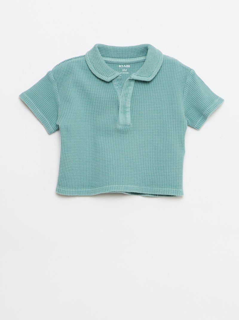Ensemble 2 pièces - polo + short en maille gaufrée Bleu - Kiabi