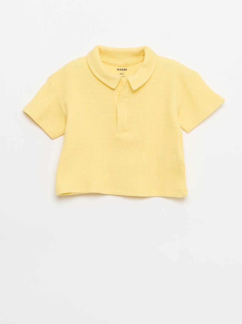 Ensemble 2 pièces - polo + short en maille gaufrée Jaune - Kiabi