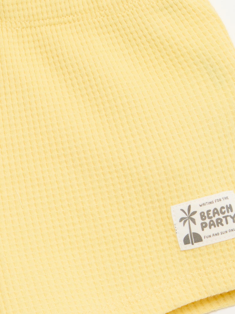 Ensemble 2 pièces - polo + short en maille gaufrée Jaune - Kiabi