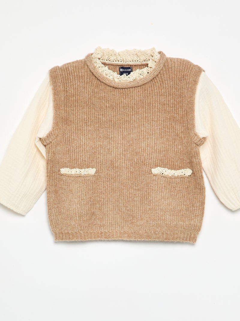 Ensemble 2 pièces - pull 2 en 1 + legging Marron clair - Kiabi