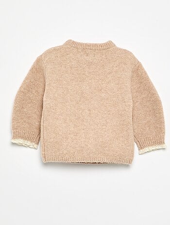 Ensemble 2 pièces - pull + foulard avec détails en macramé