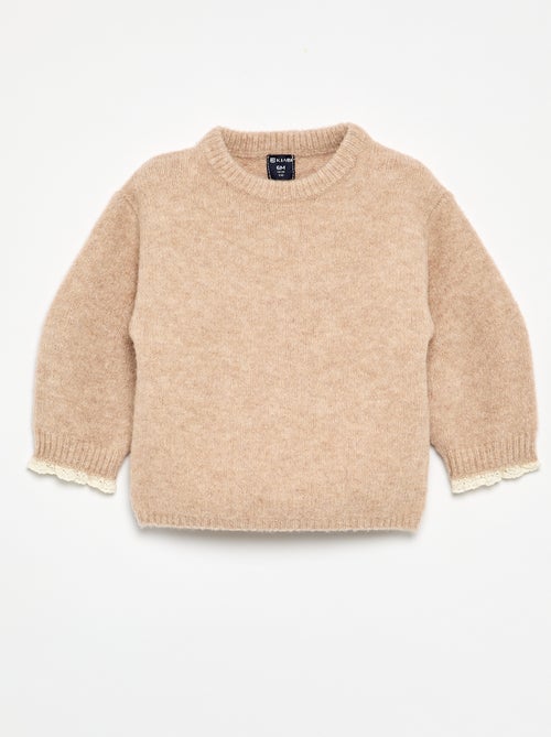 Ensemble 2 pièces - pull + foulard avec détails en macramé - Kiabi