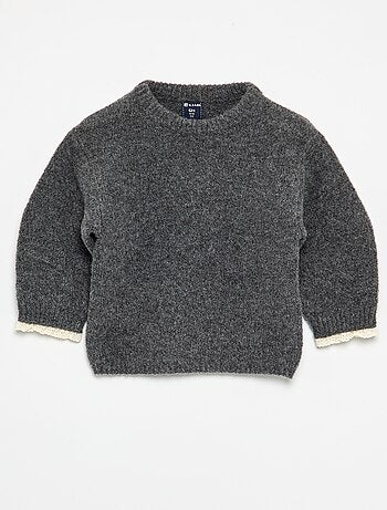 Ensemble 2 pièces - pull + foulard avec détails en macramé