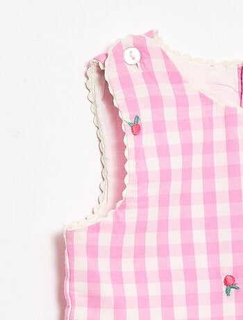 Ensemble 2 pièces - Robe vichy sans manches en popeline de coton + culotte