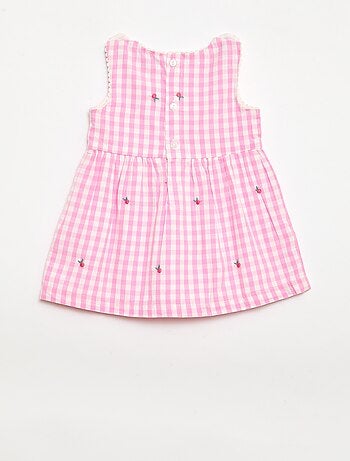 Ensemble 2 pièces - Robe vichy sans manches en popeline de coton + culotte