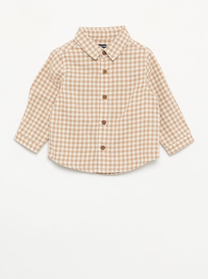Ensemble 2 pièces - Salopette longue + Chemise à manches longues Beige - Kiabi