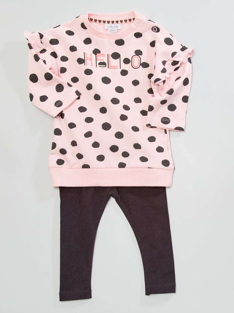 Ensemble 2 pièces  - Sweat + legging rose - Kiabi