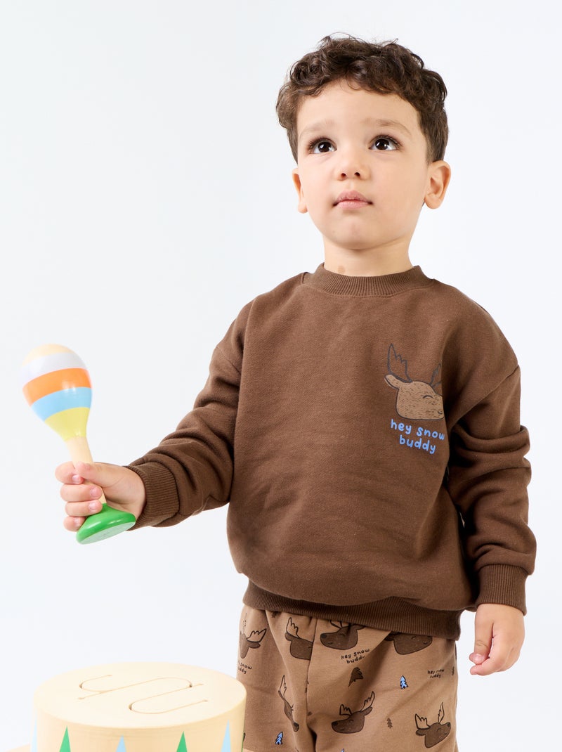Ensemble 2 pièces - Sweat + pantalon Marron - Kiabi