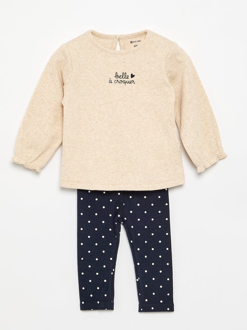 Ensemble 2 pièces - T-shirt à manches longues + legging - Kiabi Ensemble 2 pièces - T-shirt à manches longues + legging - Kiabi