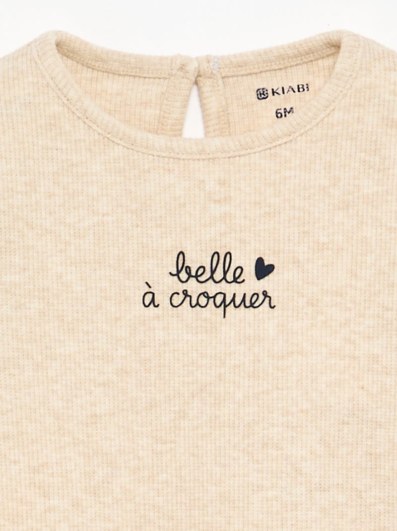 Ensemble 2 pièces - T-shirt à manches longues + legging Beige - Kiabi