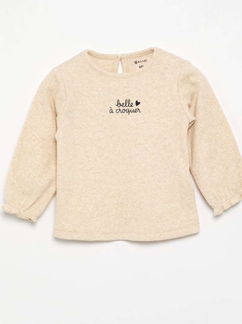 Ensemble 2 pièces - T-shirt à manches longues + legging Beige - Kiabi
