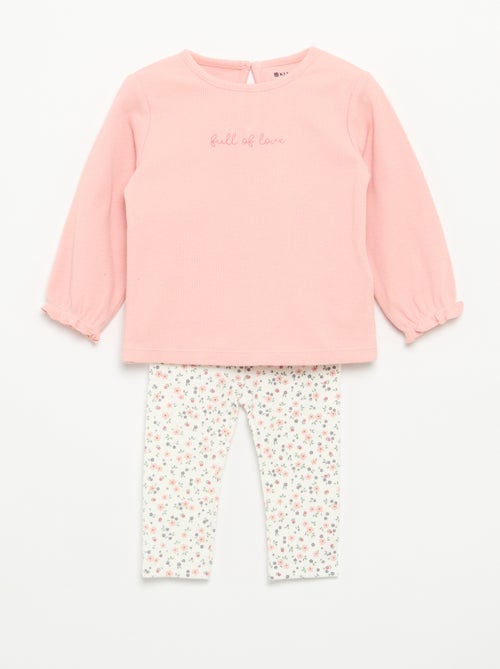 Ensemble 2 pièces - T-shirt à manches longues + legging - Kiabi