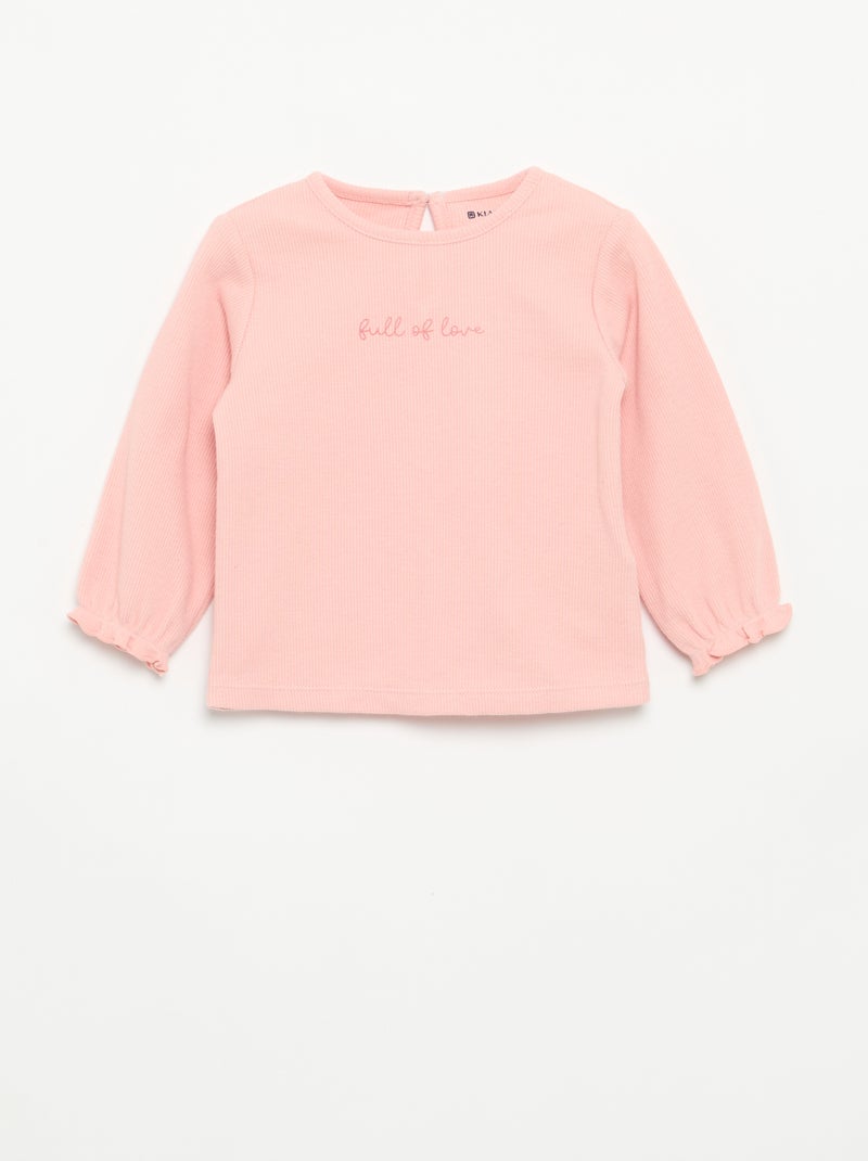 Ensemble 2 pièces - T-shirt à manches longues + legging Rose - Kiabi