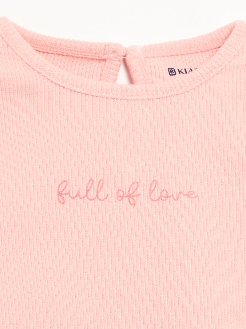 Ensemble 2 pièces - T-shirt à manches longues + legging Rose - Kiabi
