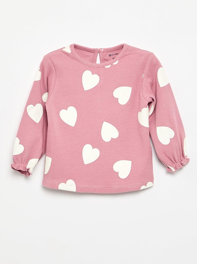 Ensemble 2 pièces - T-shirt à manches longues + legging Rose - Kiabi