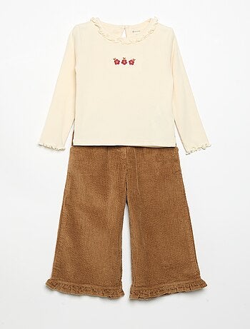 Ensemble 2 pièces - T-shirt + pantalon en velours