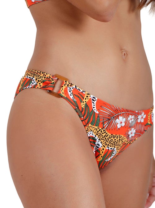 Ensemble 2 pièces bikini dos nu Jungle Fever orange - Kiabi