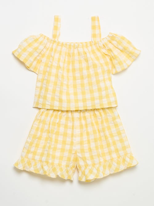 Ensemble 2 pièces blouse et short avec volants - Kiabi