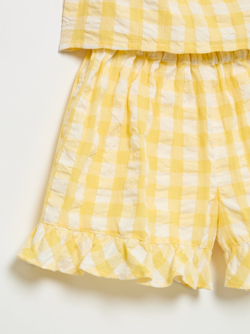 Ensemble 2 pièces blouse et short avec volants Jaune - Kiabi
