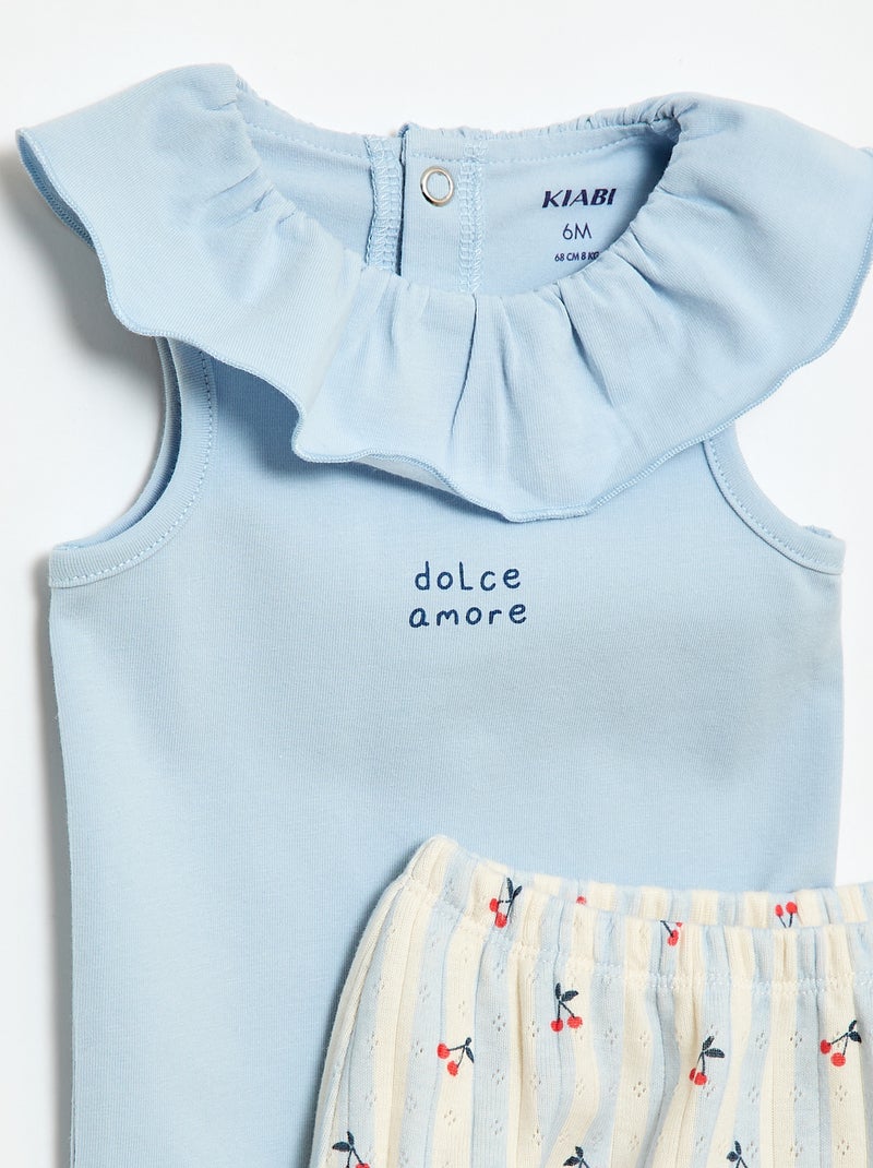 Ensemble 2 pièces body + culotte Bleu - Kiabi