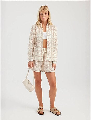 Ensemble 2 pièces : chemise imprimée et short taille haute à cordon de serrage