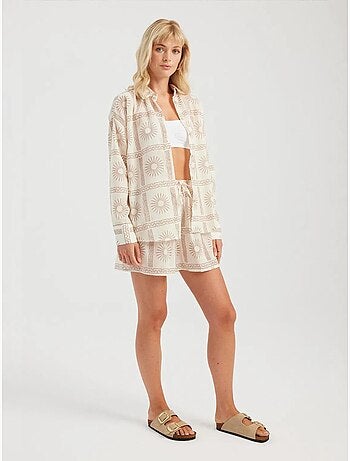 Ensemble 2 pièces : chemise imprimée et short taille haute à cordon de serrage