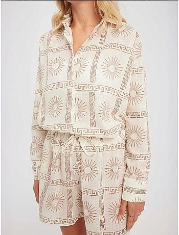 Ensemble 2 pièces : chemise imprimée et short taille haute à cordon de serrage