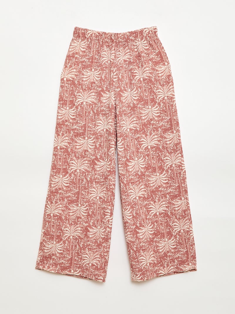 Ensemble 2 pièces chemise + pantalon large Rose - Kiabi