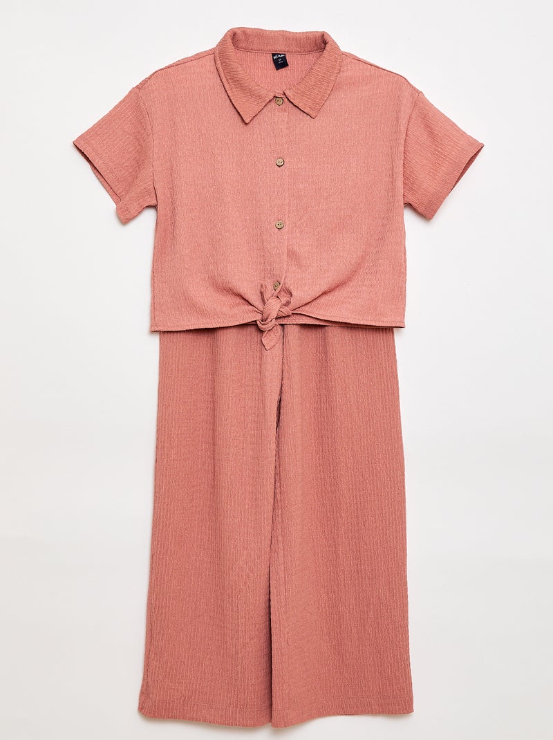 Ensemble 2 Pièces Pour Bébé Fille - Chemise Noire & Rose Et Cache-plongeon - Taille 9 Mois - 100% Coton