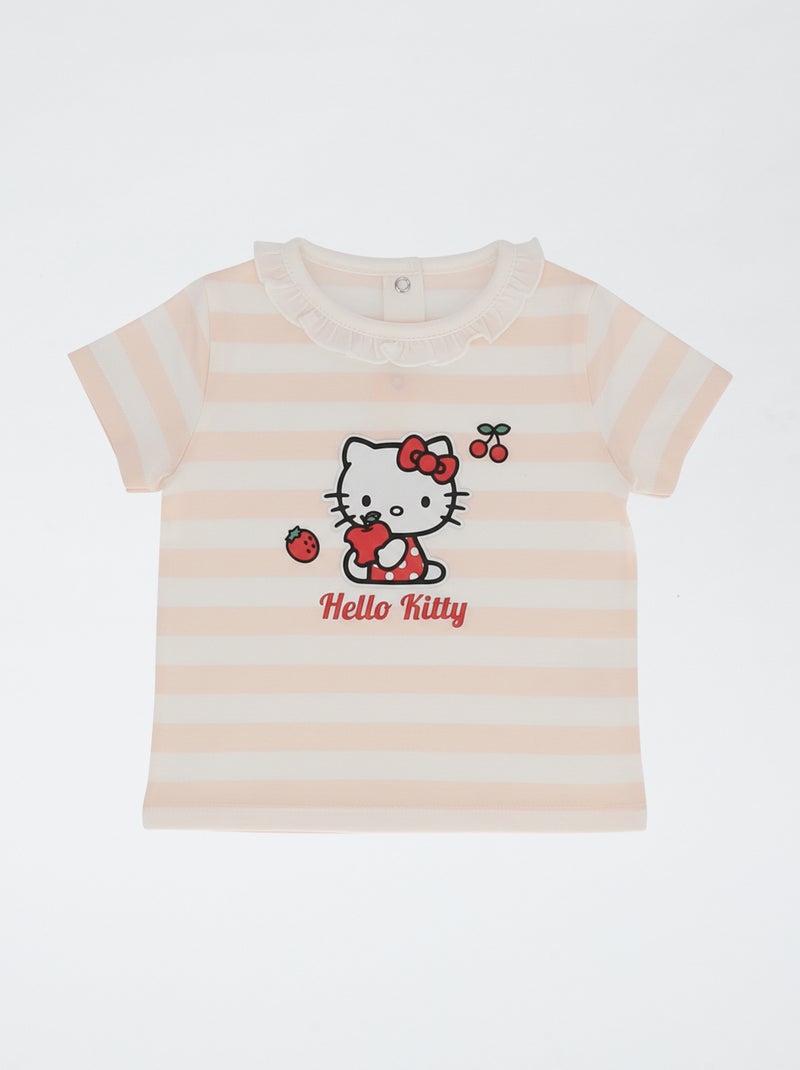 Ensemble 2 pièces combinaison courte + T-shirt hyper 'Hello Kitty' Rose - Kiabi
